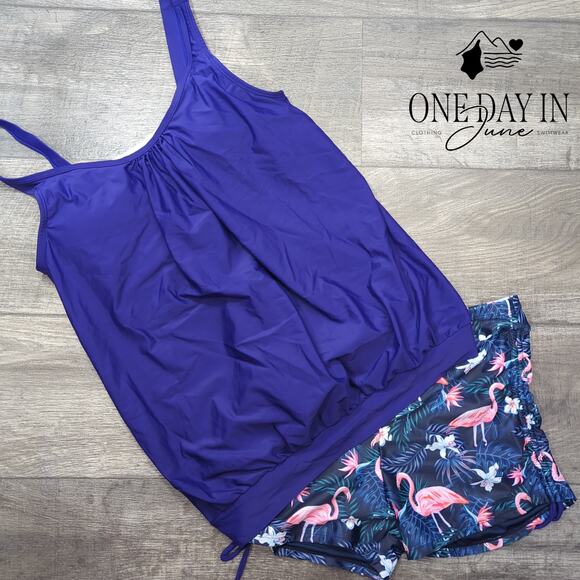 Yonique Blouson Boyshort Tankini Swimsuit Size M - Picture 3 of 6